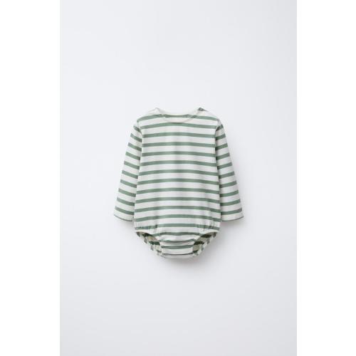 STRIPED BODYSUIT - Ecru / Green | ZARA United States