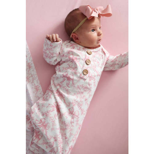 Fancy Frills Newborn Baby Knot Gown & Hat Set