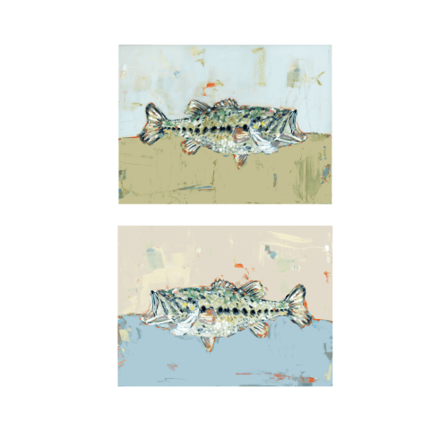 "Gone Fishing" on paper (set of 2)