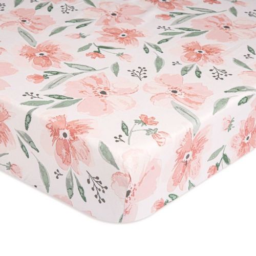 Crane Baby Cotton Sateen Fitted Crib Sheet - Parker Floral: 100% Cotton, Botanical Pattern, Standard Crib Size