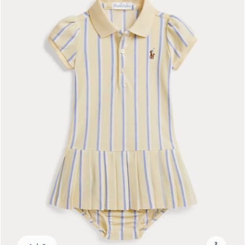 Striped Oxford Mesh Polo Dress & Bloomer