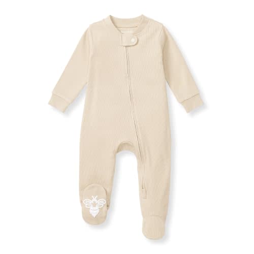Burt's Bees Baby Baby Girl's Pajamas Sleep and Play | Convenient 2-Way Zip Front Sleeper Pajama Is Equipped With Non-Slip Bee Grips For Active Littles On The Move