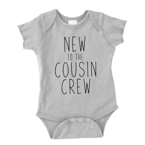 Pregnancy Announcement for Grandparents Size 0-3 Months: New To The Cousin Crew Baby Announcement for Family Romper Gray. Baby Boy Girl - Baby Announcement Onesie Baby Announcement Gifts