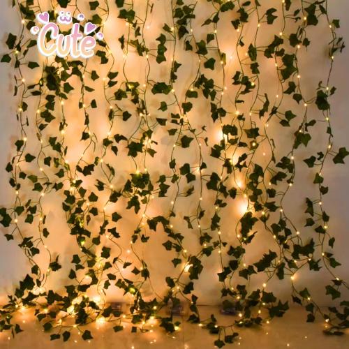 Artificial Ivy Vine Garland with Battery-Powered LED Lights – Ideal for Wedding and Home Decor
