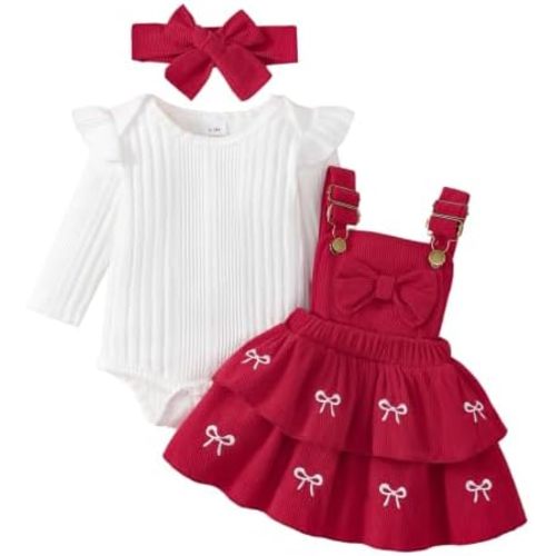 Baby Girl Fall Winter 3 Piece Corduroy Overall Dress with Headband