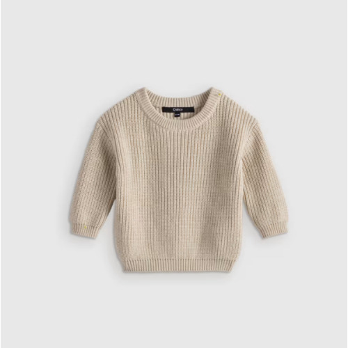 100% Organic Cotton Fisherman Tunic Sweater in Speckled Beige