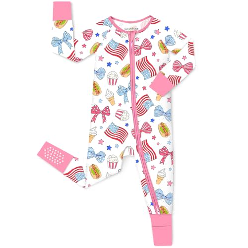 babee Reshinee Viscose Derived from Bamboo Baby Footie Pajamas Convertible Newborn Sleeper for Baby Girl Zipper Onesie 0-24M