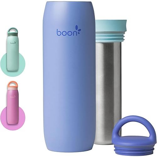 Boon Frosh Portable Breast Milk Chiller - Stainless Steel Breast Milk Cooler - Stainless Steel Portable Milk Storage Container - Blue - Keeps Breast Milk Cold for up to 17 Hours*