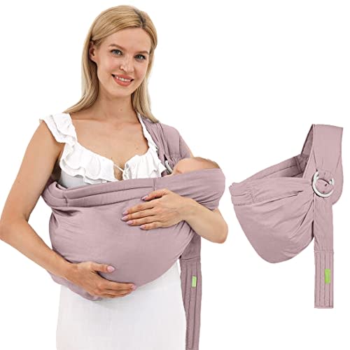 Baby Carrier-Baby Wraps Carrier-Baby Sling,Soft Adjustable Ring Slings for Newborns Infants, Breathable Multi-Functional Sling for Mom&Dad Support Babies Under 36lbs-Pink