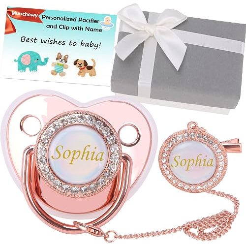 Personalized Pacifier Set with Name for Newborns Gift(Rose Gold)