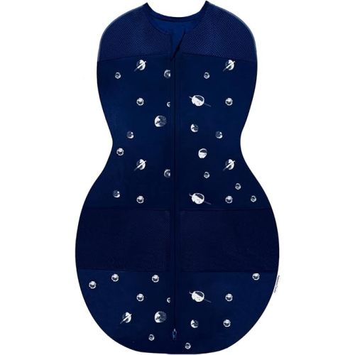 Happiest Baby Sleepea 5-Second Swaddle - 100% Organic Cotton Baby Swaddle Blanket - Doctor Designed Promotes Healthy Hip Development (Midnight Planets, X-Large)