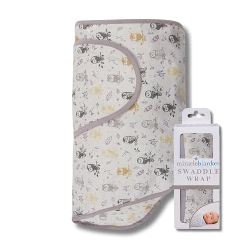 Miracle Blanket Swaddle Wrap, Baby Swaddle for Newborns, Forest Owls | Soft Swaddle Blanket Featuring Miracle Blanket’s Signature Easy, Secure Wrap Design for Newborns and Infants