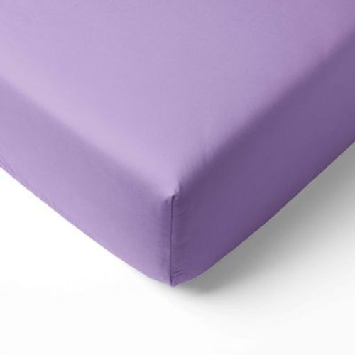Bacati - Solid Lilac 100 Percent Cotton Universal Baby Us Standard Crib Or Toddler Bed Fitted Sheet