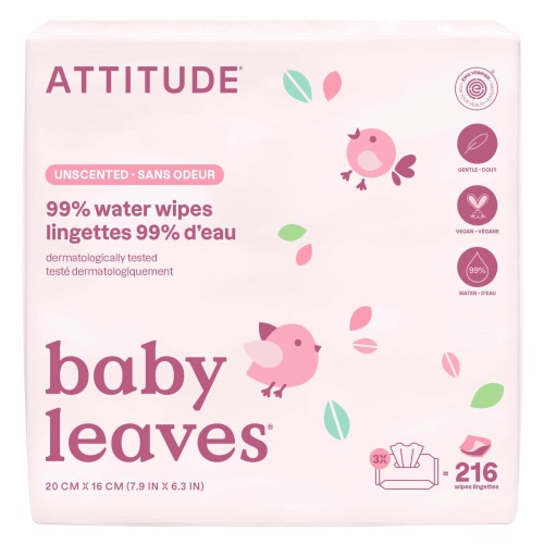 Buy ATTITUDE Baby leaves 99% Water Tripack Wipes Unscented at Well.ca | Free Shipping $35+ in Canada
