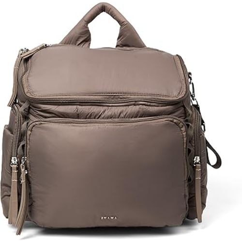 Staya Cloud Diaper Bag Backpack — Spacious Baby Bag with Removable Diaper Caddy, Insulated Bottle Pockets, Stroller Strap & Crossbody Convertible, Aesthetic Minimalist Mom Backpack (Taupe)
