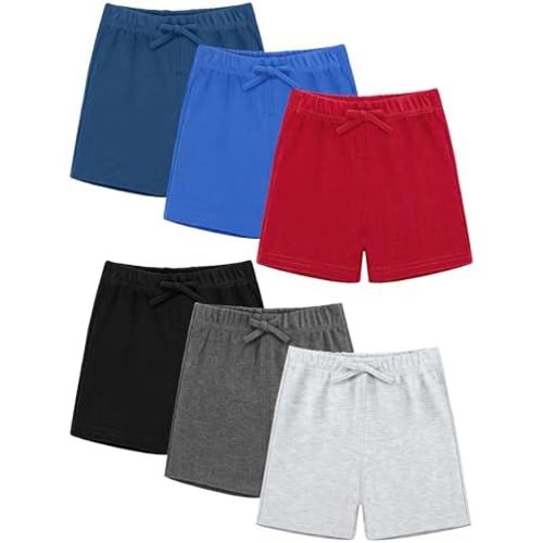 Resinta 6 Packs Unisex Baby Toddler Shorts Baby Cotton Solid Shorts with Drawstring Baby Breathable Soft Summer Clothes