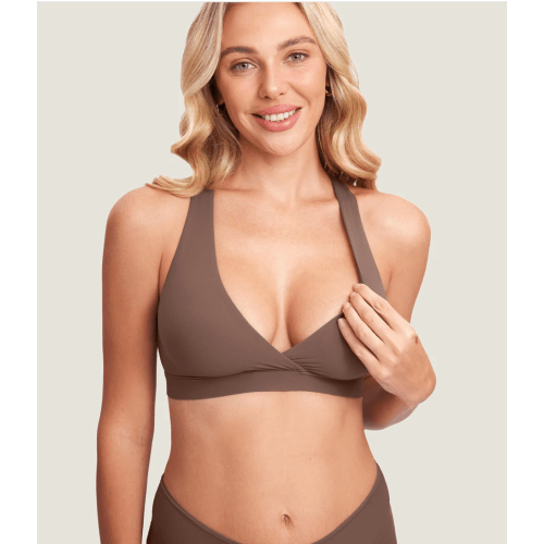 Inbarely® Crossover Racerback Nursing Bra- Brown Purple