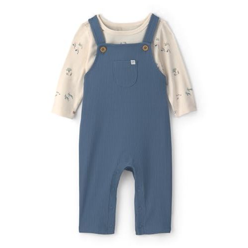 Carter's Baby Boys' 2-piece Overall Set Blue Cream Denim Stripe