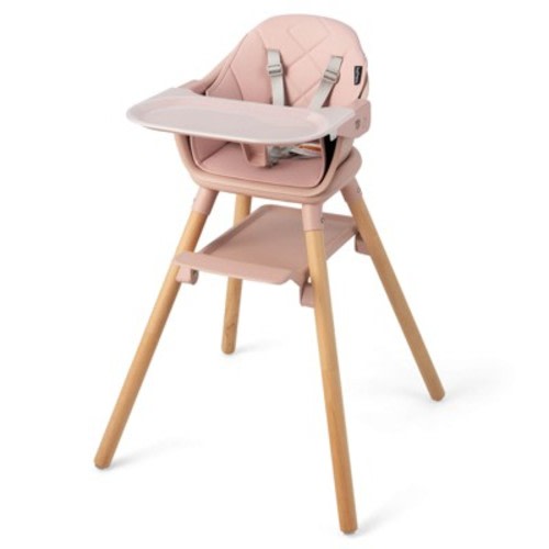 Baby High Chair, 6-in-1 Convertible Wooden Highchair with Removable Double Tray and 5-Point Harness for Toddlers