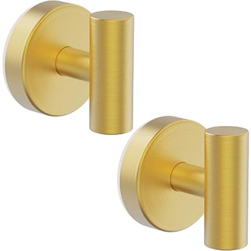 Suction Cup Hooks, Shower Hooks for Inside Shower – Removable Towel Hooks for Bathroom Window Glass Mirror Tile, Bath Robe Looafh Hook for Hanging – Waterproof & Rustproof, Gold(2 Pack)