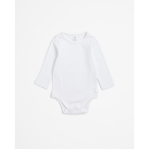 Baby Organic Cotton Pointelle Bodysuit - White