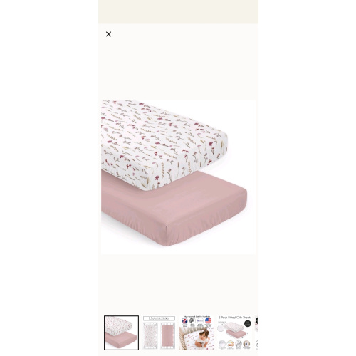 Sweet Jojo Designs Boho Floral Garden Flower Girl 2 Pack Fitted Crib Sheets Solid Pink&nbsp;and Watercolor Bohemian Farmhouse Vintage