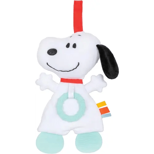 Kids Preferred Peanuts Snoopy Baby Sensory Toy Crinkle Blanket Stuffed Animal for Newborn Infants and Babies Teether Toys with Stroller Car Seat Loop