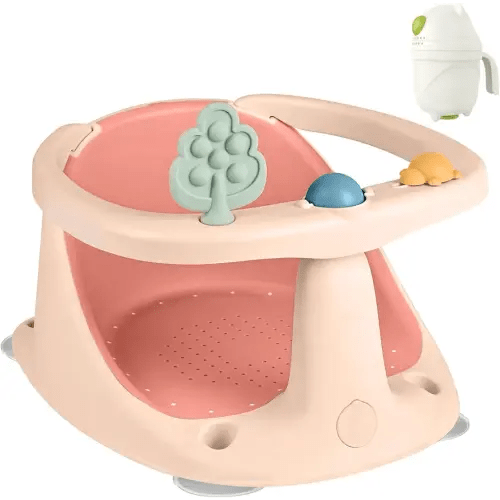 Baby Bath Seat for Babies 6 Months & Up - Bathtub Seats for Babies Sitting Up with Rinse Cup, Non-Slip, Comfortable, Infant Bath Essentials, Pink