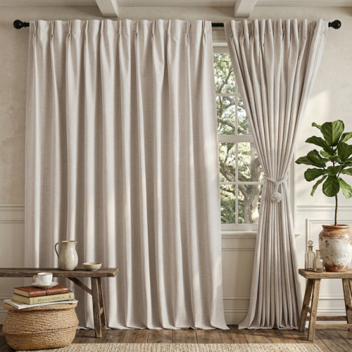 Latitude Run® NICETOWN 100% Blackout Linen Curtains for Bedroom, Pinch Pleated Rustic Linen Weave Window Treatments Thermal Insulated Drapes Sound Reducing for Living Room/Playroom, 2 Panels & Reviews | Wayfair