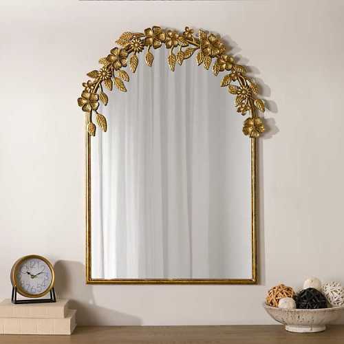 Gold Floral Ava Arched Wall Mirror | Kirklands Home