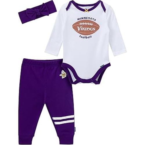 Gerber NFL baby-girls 3-piece Onesie Bodysuit, Pants & Headband Set