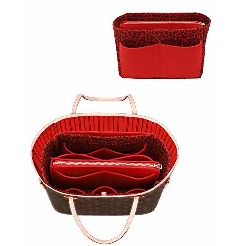 LEXSION Felt Purse Bag Organizer Insert with zipper Bag Tote Shaper Fit Speedy Neverful PM MM