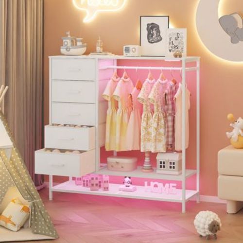 47.2'' W 5 - Drawer Dresser for Bedroom with Hanging Rack