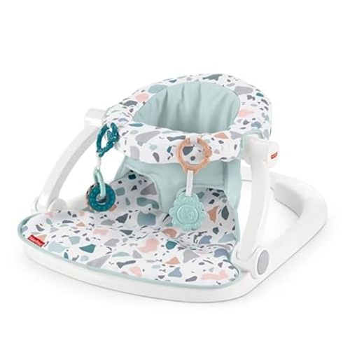 Fisher-Price Portable Baby Chair Sit-Me-Up Floor Seat With Developmental Toys & Machine Washable Seat Pad, Pacific Pebble