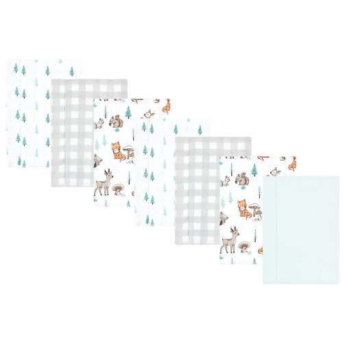 Luvable Friends Hudson Baby Flannel Burp Cloths 7pk, Forest Animal Friends