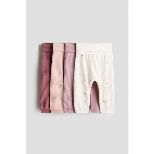 Pink/cherries 4-pack Ribbed Cotton Pants for kids | H&M US