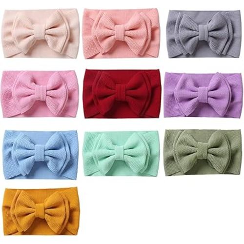 Baby Girl Luxury DoubleBow Headband Head Wrap Knotted Hair Band Hair Bow for Infant Baby Girls Newborn Toddlers Kids 10PCS