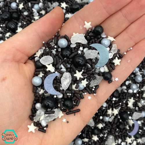 Moon Child Sprinkle Mix: Gothic Black Crescent Moon Dessert Decor