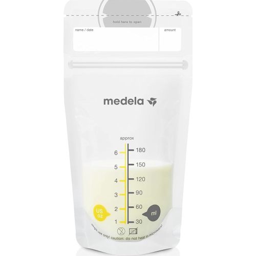 Medela Breast Milk Storage Bags, 100 Count, Ready to Use Breastmilk Bags for Breastfeeding, Self Standing Bag, Space Saving Flat Profile, Hygienically Pre-Sealed, White, 6 Ounce