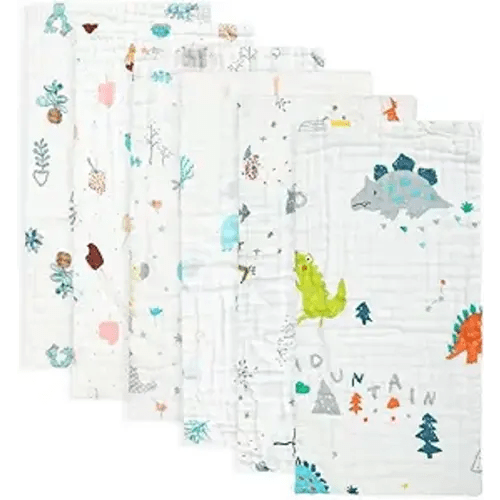 Muslin Baby Burp Cloths,Soft Cotton,6 Layer,Large,20''x10'',6Pack | Spit Up & Drool for Newborn,Absorbent,Breathable,Unisex, for Boys and Girls Nursery,Essentials Shower,Machine Washable
