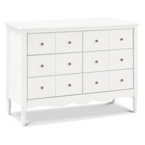 Namesake Liberty 6-Drawer Assembled Dresser (48") in Warm White, Greenguard Gold Certified, Smooth Glide, Adult and Child Nursery Dresser, Vintage/Apothecary Design