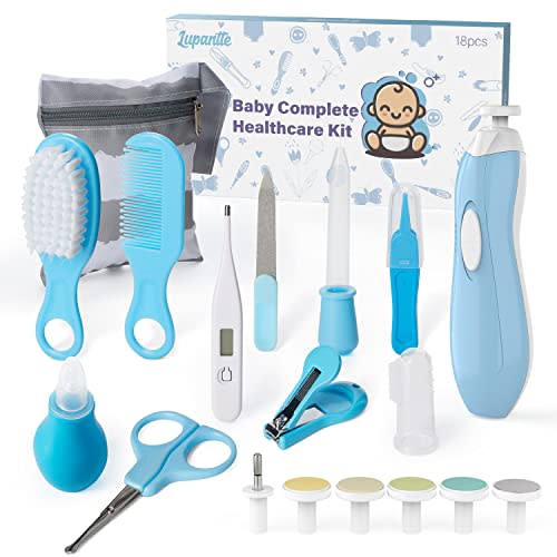Baby Healthcare and Grooming Kit 18 in 1 Baby Electric Nail Trimmer Set Lupantte Nursery Care Kit, Medicine Dispenser, Baby Comb, Brush, Nail Clippers, etc. Baby Shower Gifts