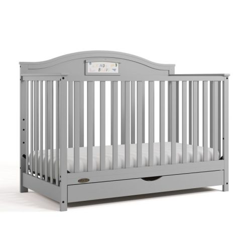 Graco Story Customizable 5-in-1 Convertible Crib with Drawer Pebble Gray