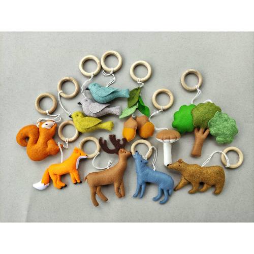 Baby play gym toys, baby gift basket, baby gym hanging toys, baby shower themed, forest animals, woodland mobile, newborn gift