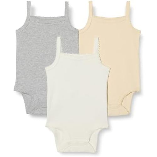 Amazon Essentials Baby Girls' Cotton Ribbed Sleeveless Bodysuits with 2 Rows of Snaps, Pack of 3