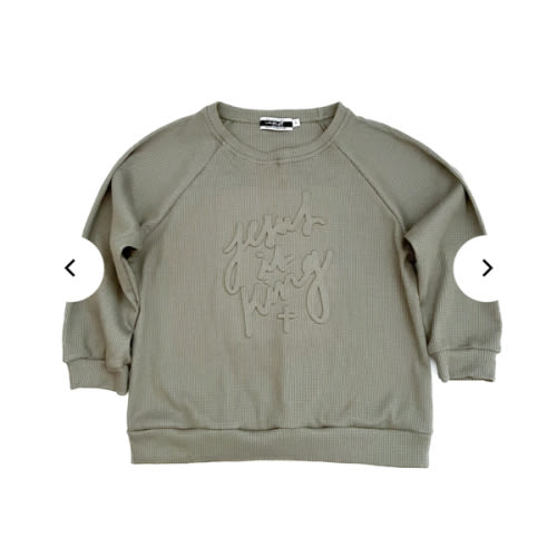 Jesus is King Waffle Crewneck – OUR HOUSE ABOVE