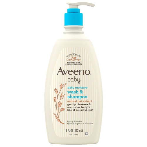 Aveeno Baby Daily Moisture Wash & Shampoo, Oat Extract, 18 fl. Oz