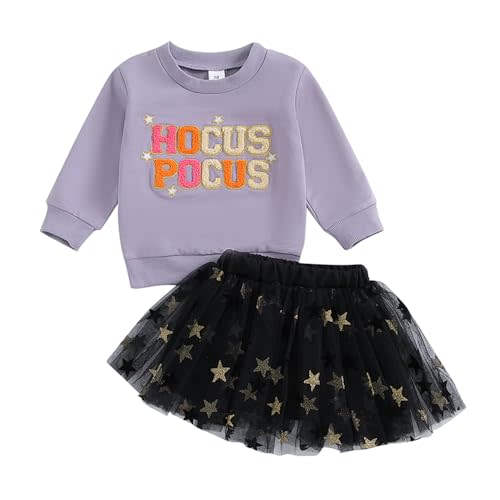 Toddler Halloween Outfit Costume Baby Girl Boo Witches Shirt Sweatshirt and Tulle Skirts Little Girls Clothes Costumes