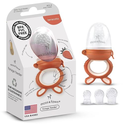 Moss and Fawn Forage Feeder - Silicone Baby Fruit Feeder - Terracotta