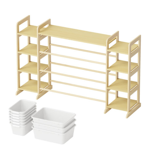 East Urban Home Toy Storage Organizer with 9 Shelves & 9 Bins, Kids Bookshelf Bookcase, Toy Bin Shelf for Playroom & Bedroom Organization & Decor | Wayfair